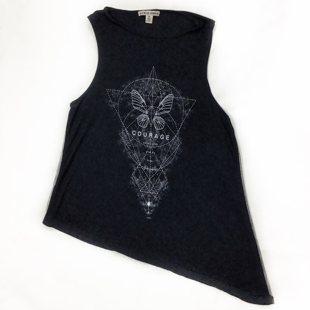 Moral Fiber Courage asymmetrical Top Black Size M